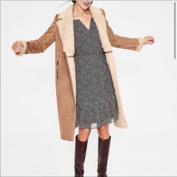 Boden Faux Shearling Coat size 6 - Picture 3 of 6